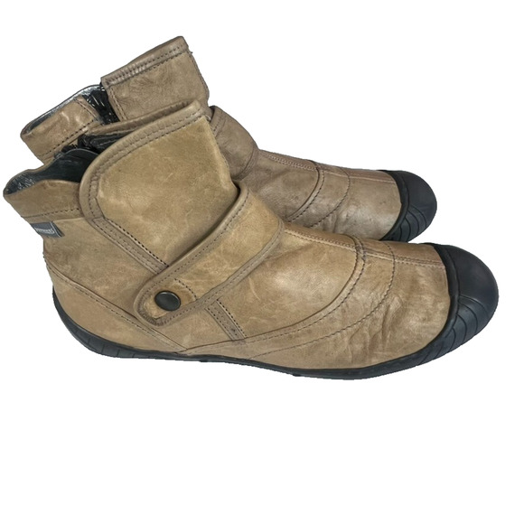 Pataugas Boots Women's EU 41 US 10.5 Tan Black Zip Up Snap Strap Lightweight - Picture 1 of 10